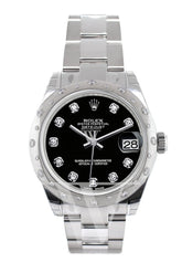 Rolex Datejust 31 Black Diamond Dial Dome Set With Diamonds Bezel Ladies Watch 178344